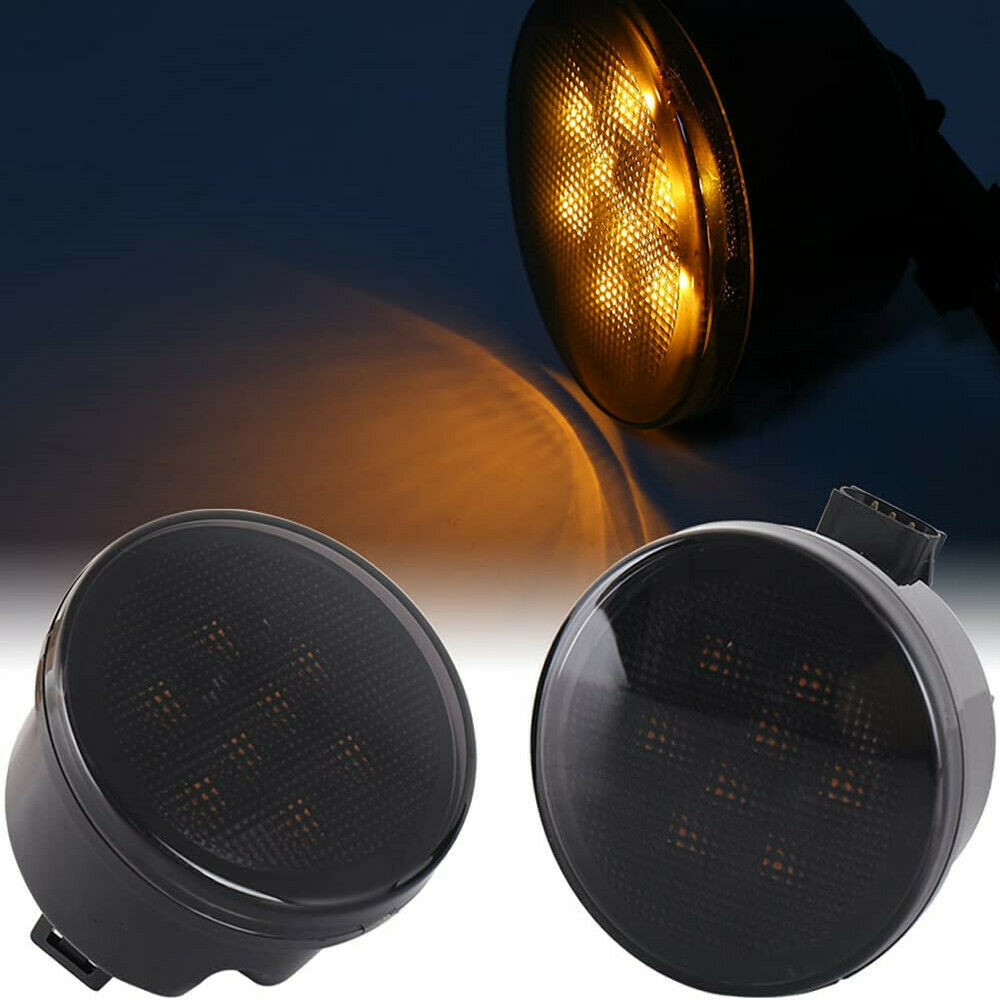 For Jeep Wrangler JK JKU 2007-2017 JK LED Turn Signal Lights Smoked Lens Amber