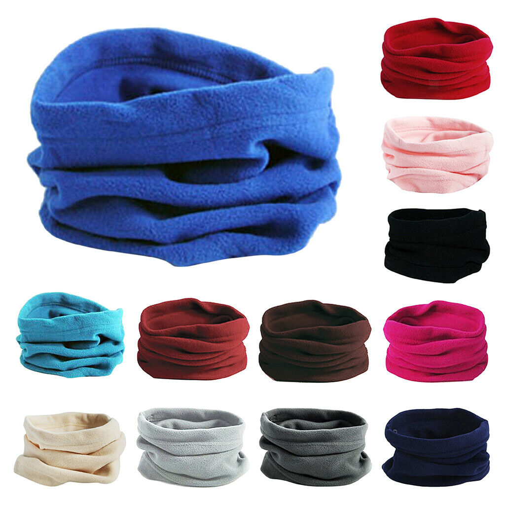 Unisex Polar Fleece Neck Tube Chunky Soft Windproof Cycling Circle Scarf Black