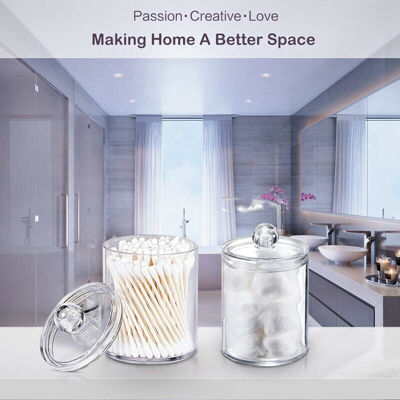 1X(Dispenser Apothecary Jars Bathroom Holder Storage Canister Clear Plastic 8P9)
