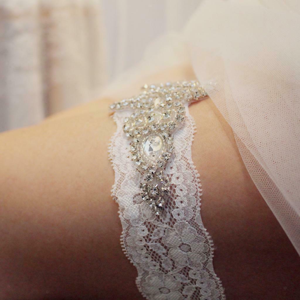 Rhinestone Women Bridal Wedding Garter Lace Dress Accessory 40x5.5cm Fashion