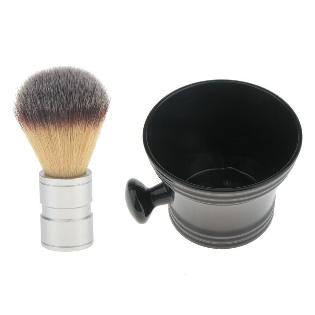 Beard High Density Shaving Brush And Plastic Soap Cup Tray