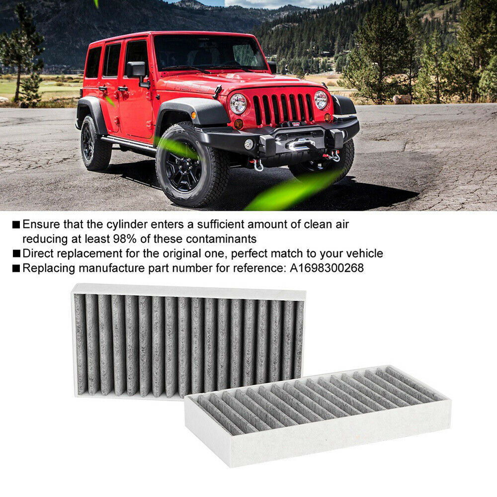 2PCS Car Cabin Air Filter Fit for Jeep Wrangler 2.8 3.8 3.6 V6 2007-2013