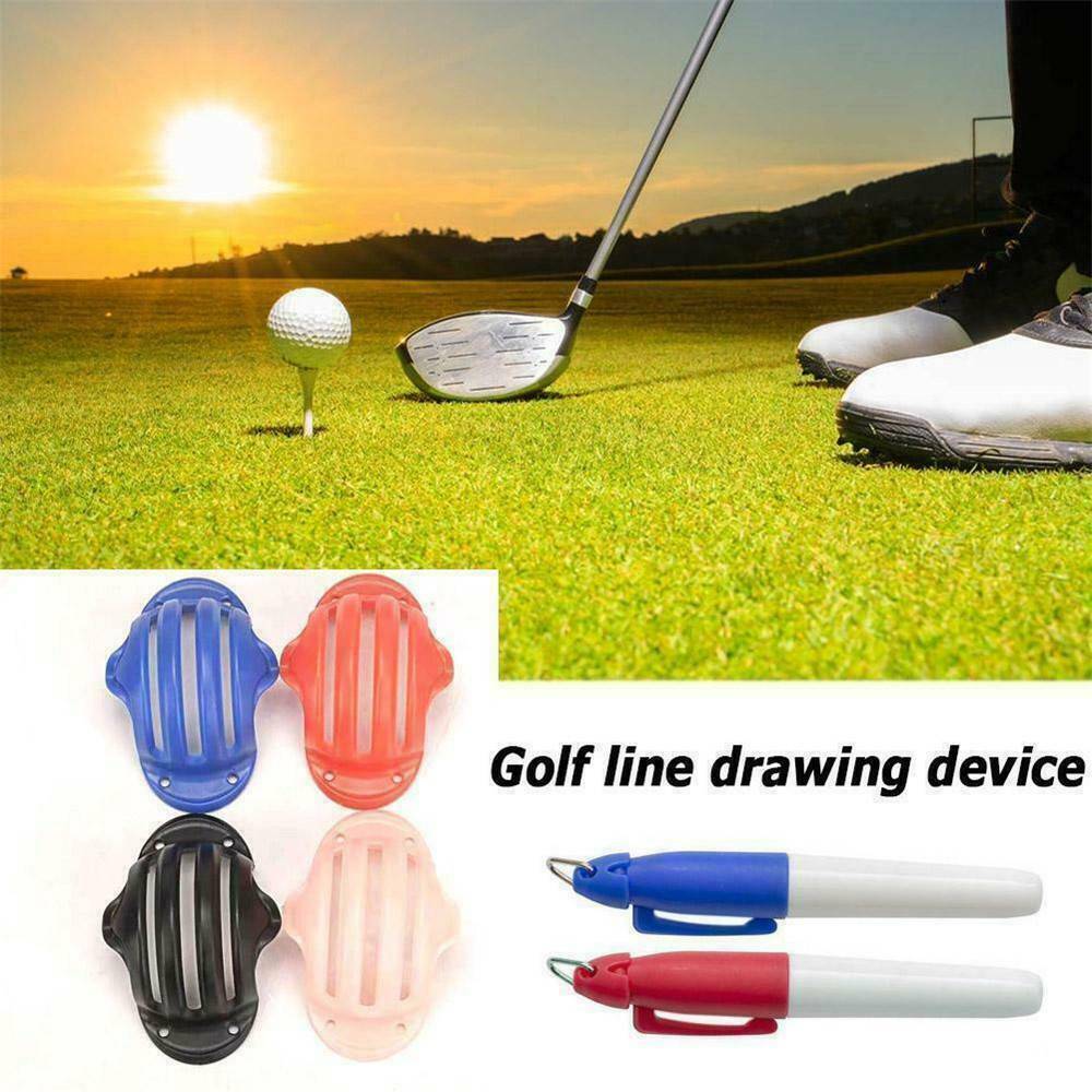 Golf Ball Triple Track 3 Line Marker Stencil Marker With 2 Pens Tool Kit