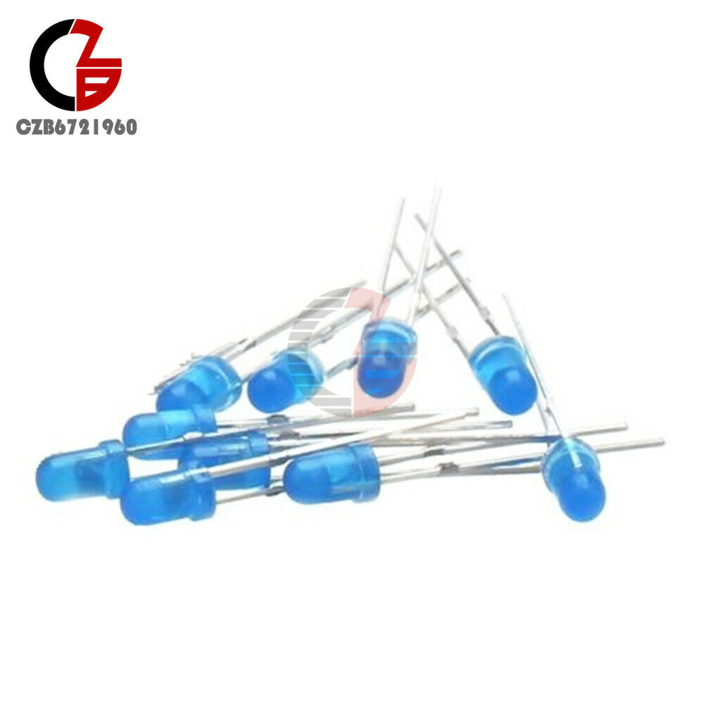 100PCS 3mm Blue Emitting LED Diode Super Bright Blue Light Bulb Lamp