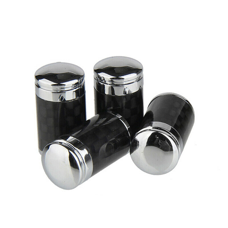 4PCS Carbon Fiber Car Motorcycle Bike Tire Valve Stem Cap Tyre Air Dust Nozzle