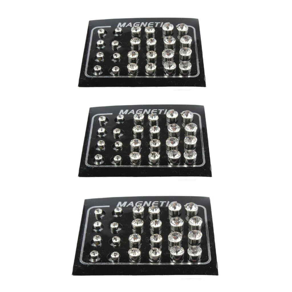 36 Pairs Fashion Crystal Ear Studs Magnetic Earrings for No Pierced Jewelry