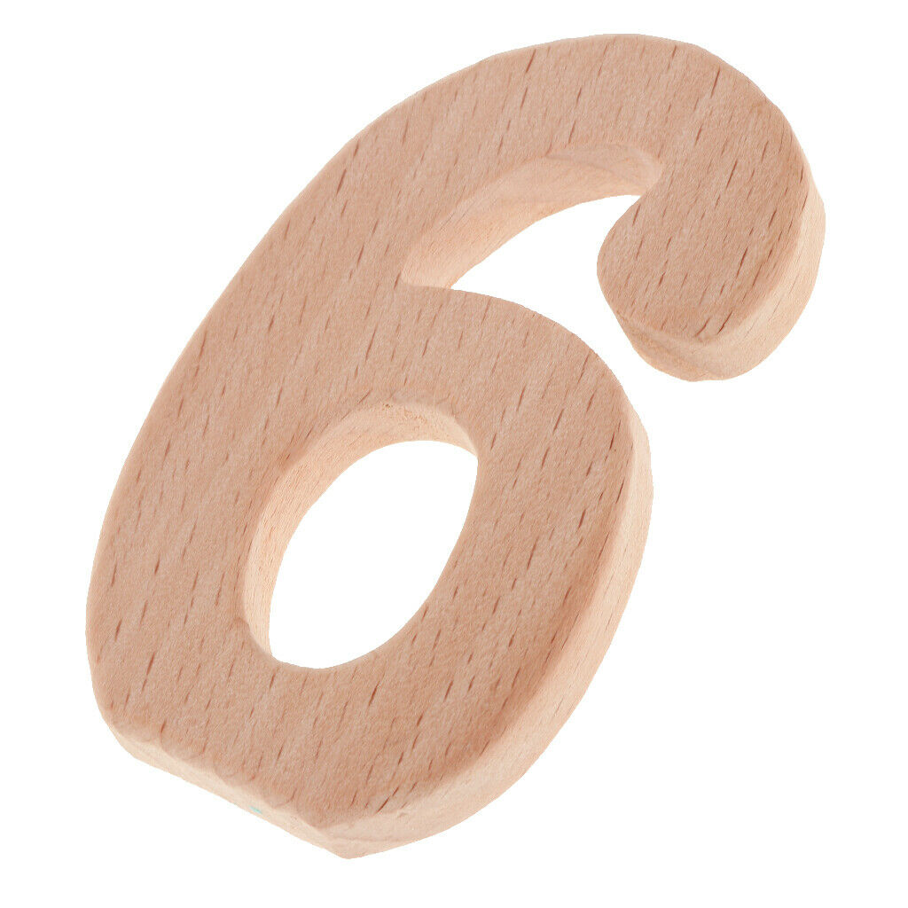 Wooden Baby Teether Toys Sensory Skills Perfect shower Gift Number Six