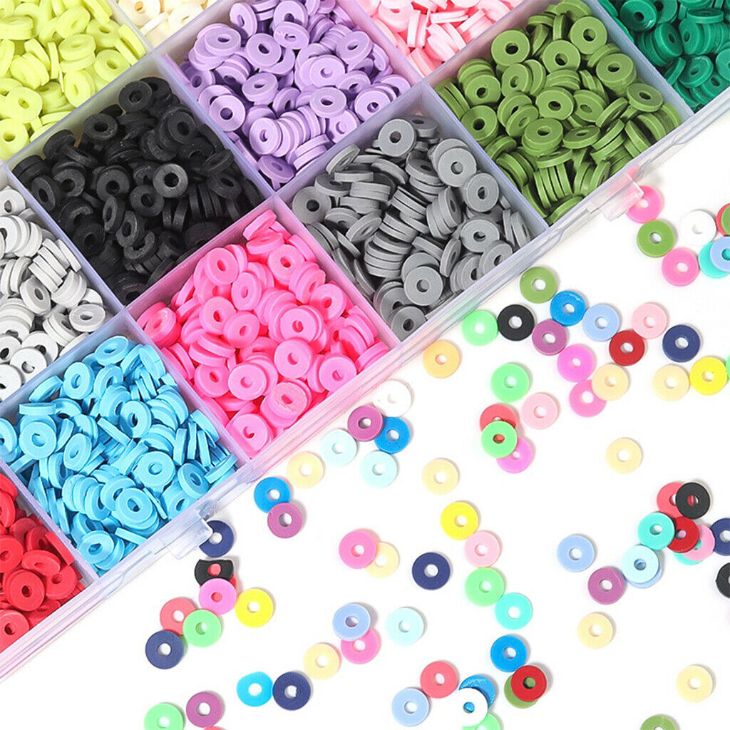 Clay Heishi Beads Flat Round Polymer Clay Disc Beads Handmade 24 Colors 6mm