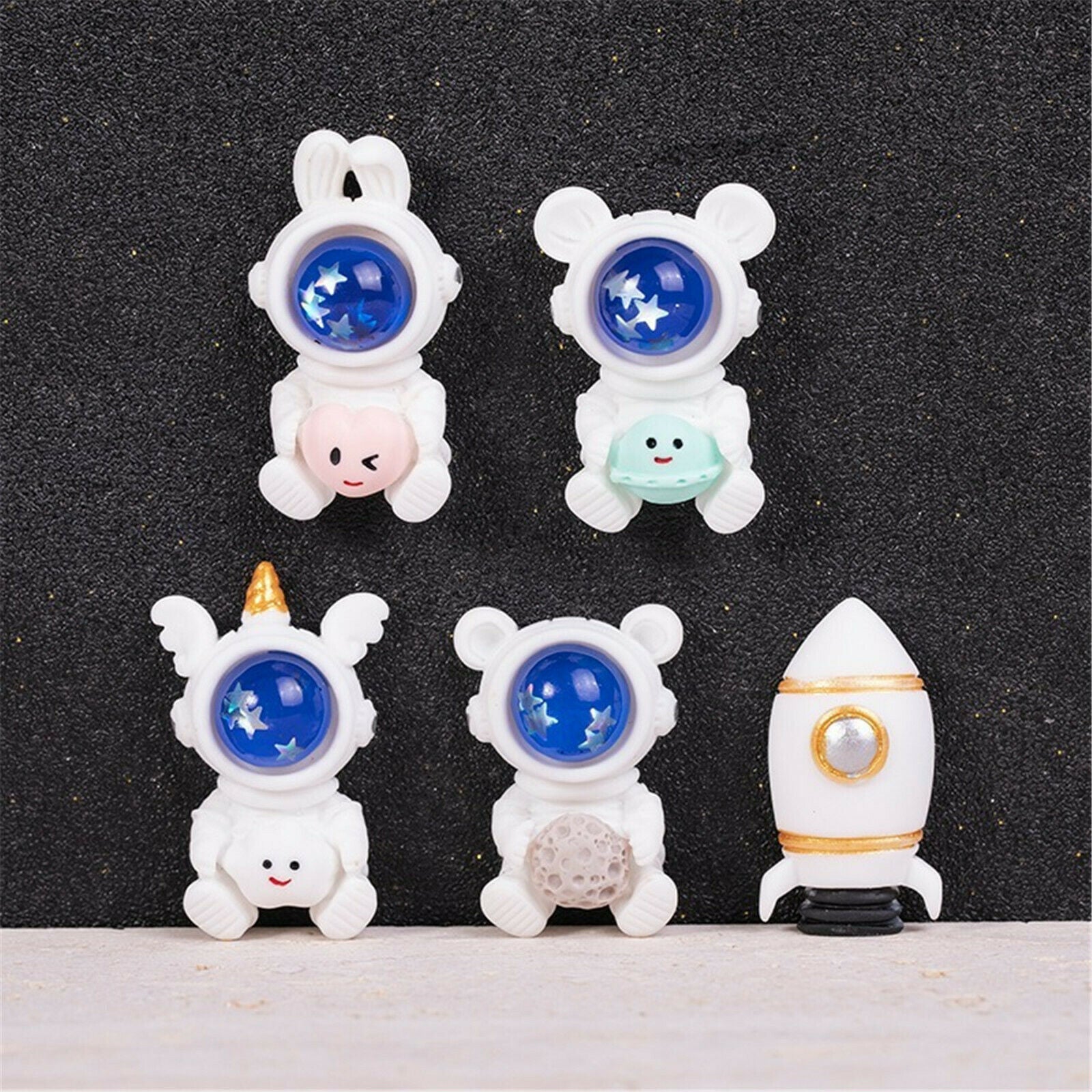 10pc Decor Ornament Mixed Space Rocket Astronaut Embellishment Flatback Cabochon