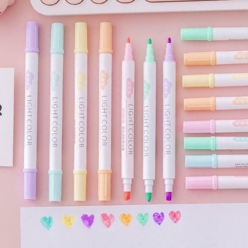 6 Colors Double Head Highlighter Fluorescent Markers Drawing Pen Stationery Gift