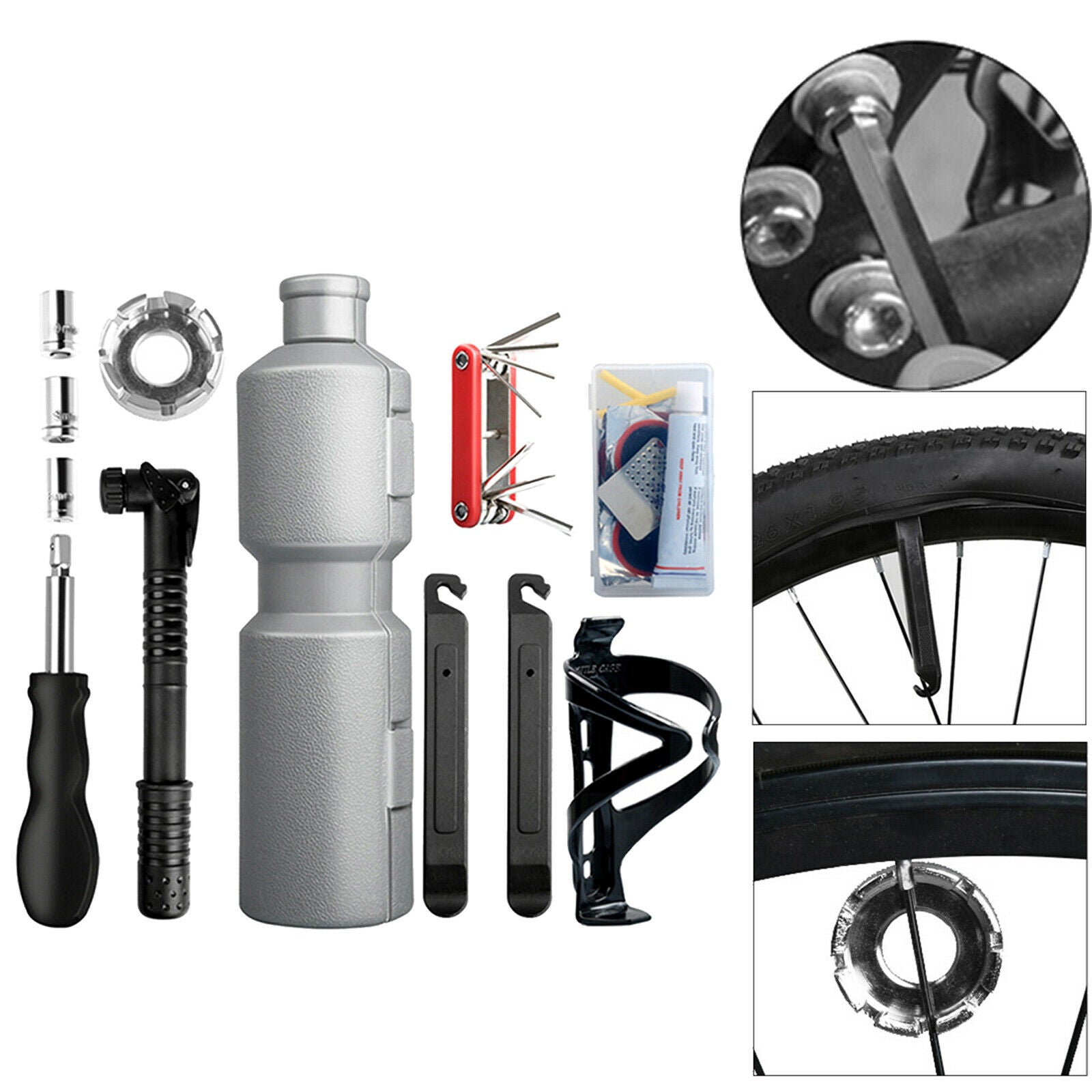 Bike Repair Tools Cycling Bicycle Bottle Cage Fixed Set for Road Bikes