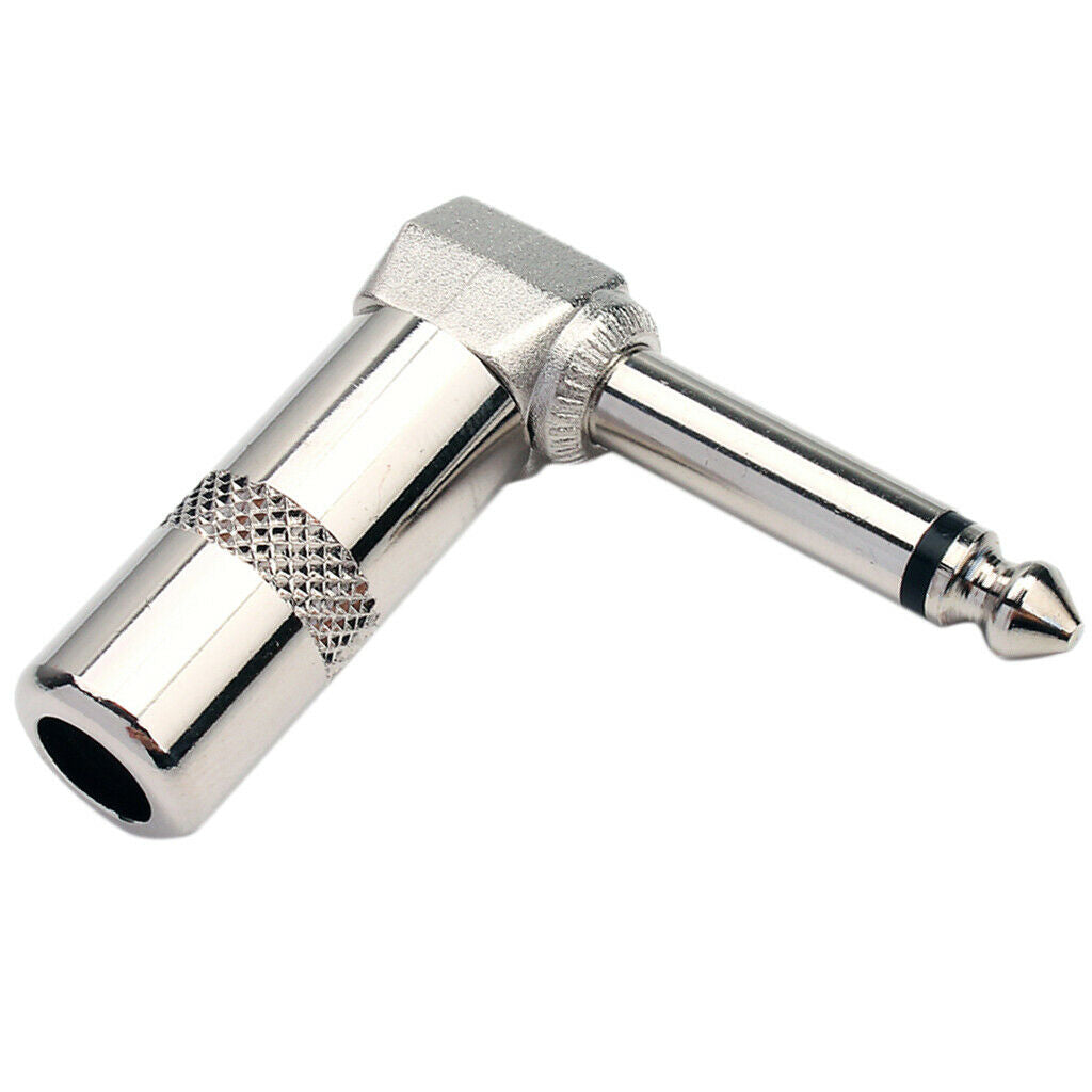 Durable Metal 6.35mm (1/4'') Stereo Plug Right Angle Musical Instrument Cable