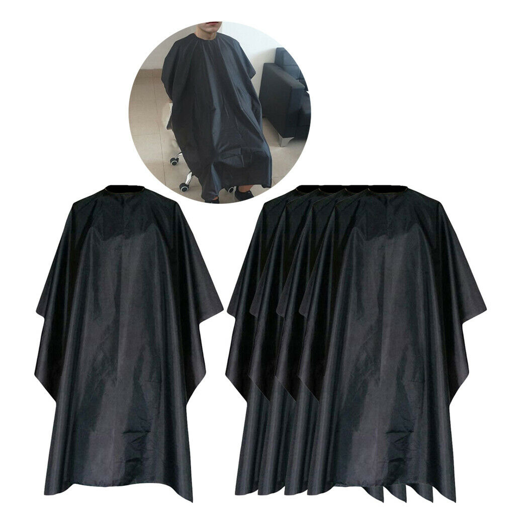 5Pcs Hair Cutting Capes Barbers Haircut Hair Coloring Gown Cloth Black