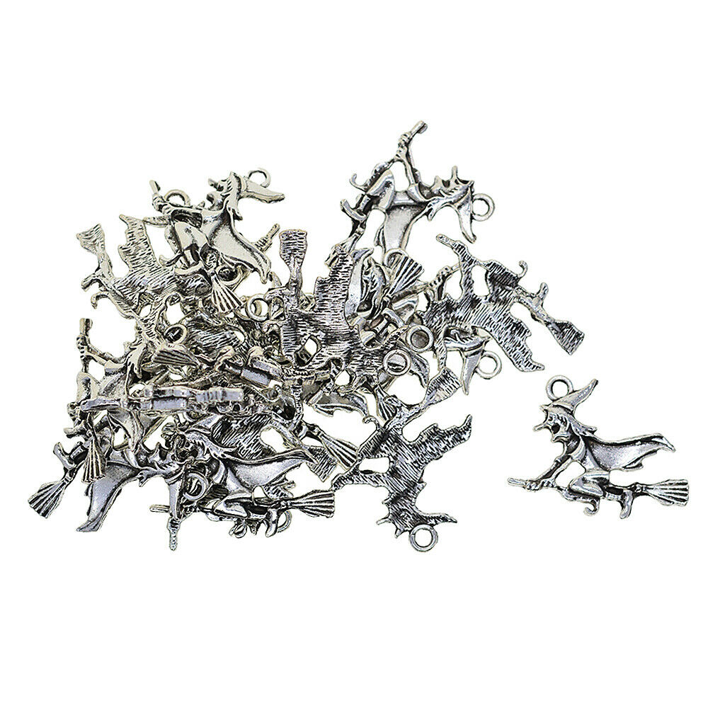 20pcs Halloween Witch Alloy Charms Pendants Connectors Findings