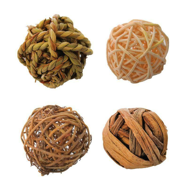 4Pcs Natural Small Animal Activity Chew Toys Rabbits Bird Parrot Play Rattan