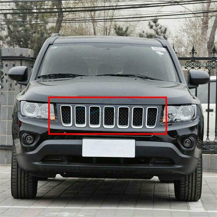 7Pieces Chrome Vehicle Front Grille Trim For Jeep Compass 2011-16 Latitude Sport