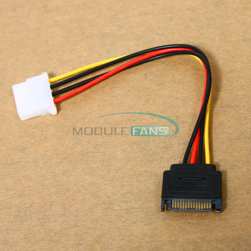 2PCS SATA 15-pin Male Power Cable to Molex IDE 4-pin Female Power Drive Adapter
