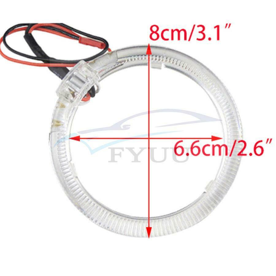 2pcs Red 2.5" LED Light Guide Angel Eyes Halo Rings for Car Headlights Retrofit