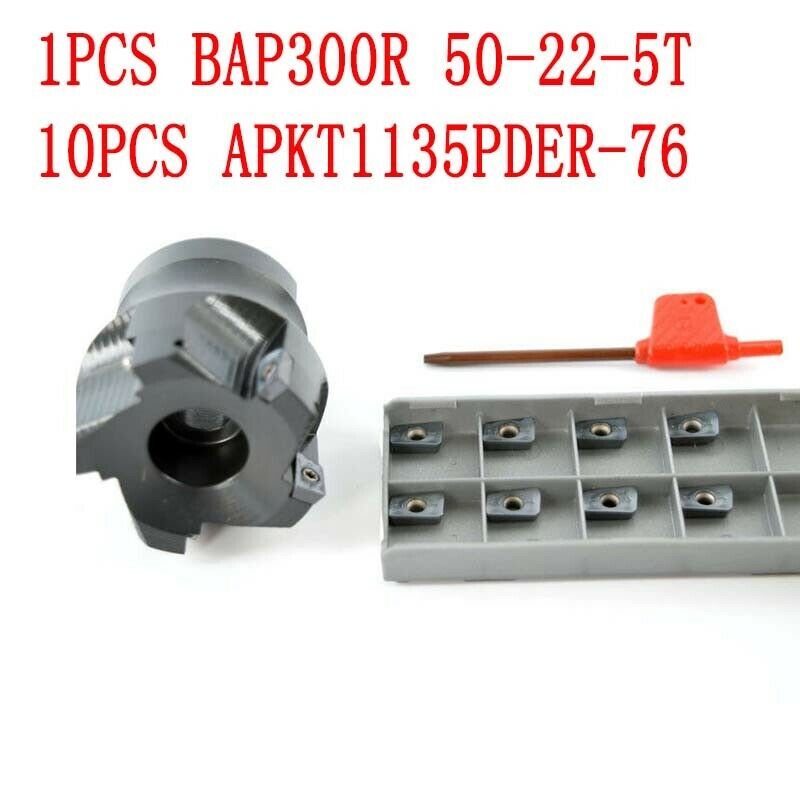 BAP300R 50-22-5F 5Flute Indexable Face Milling + APKT1135PDER-76 CNC inserts