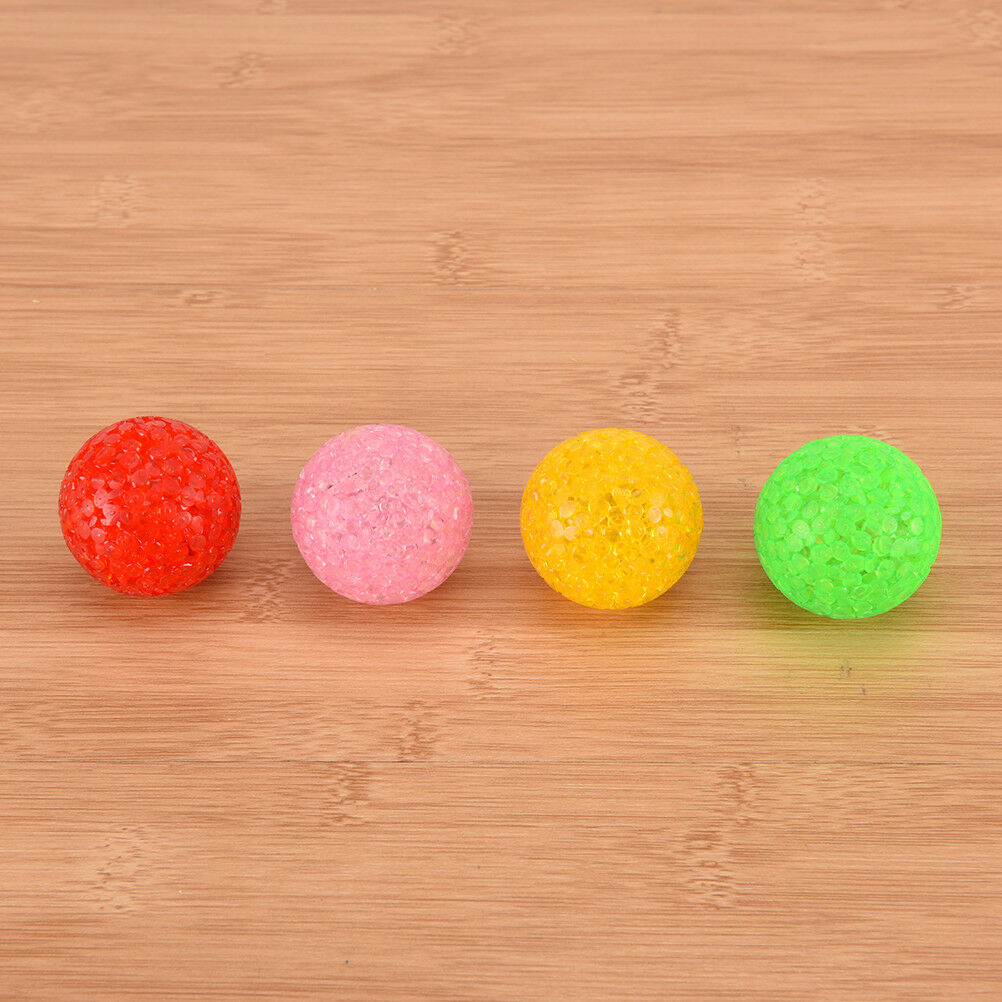 pet dog cat play transparent particles non-toxic rubber ball with bell Xma.l8