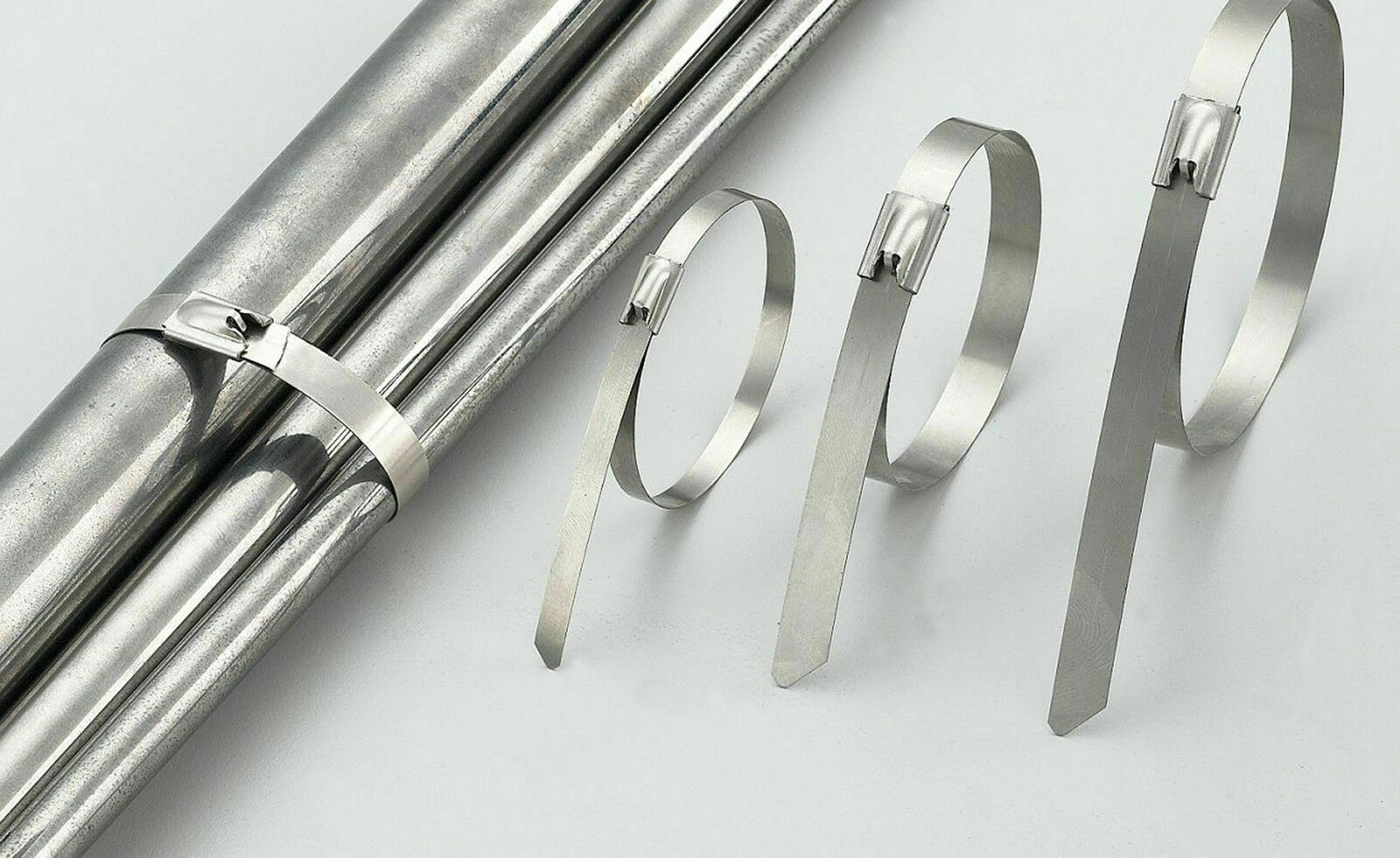 100X Stainless Steel Metal Cable Ties Zip Wrap Exhaust Heat Straps Marine Grade