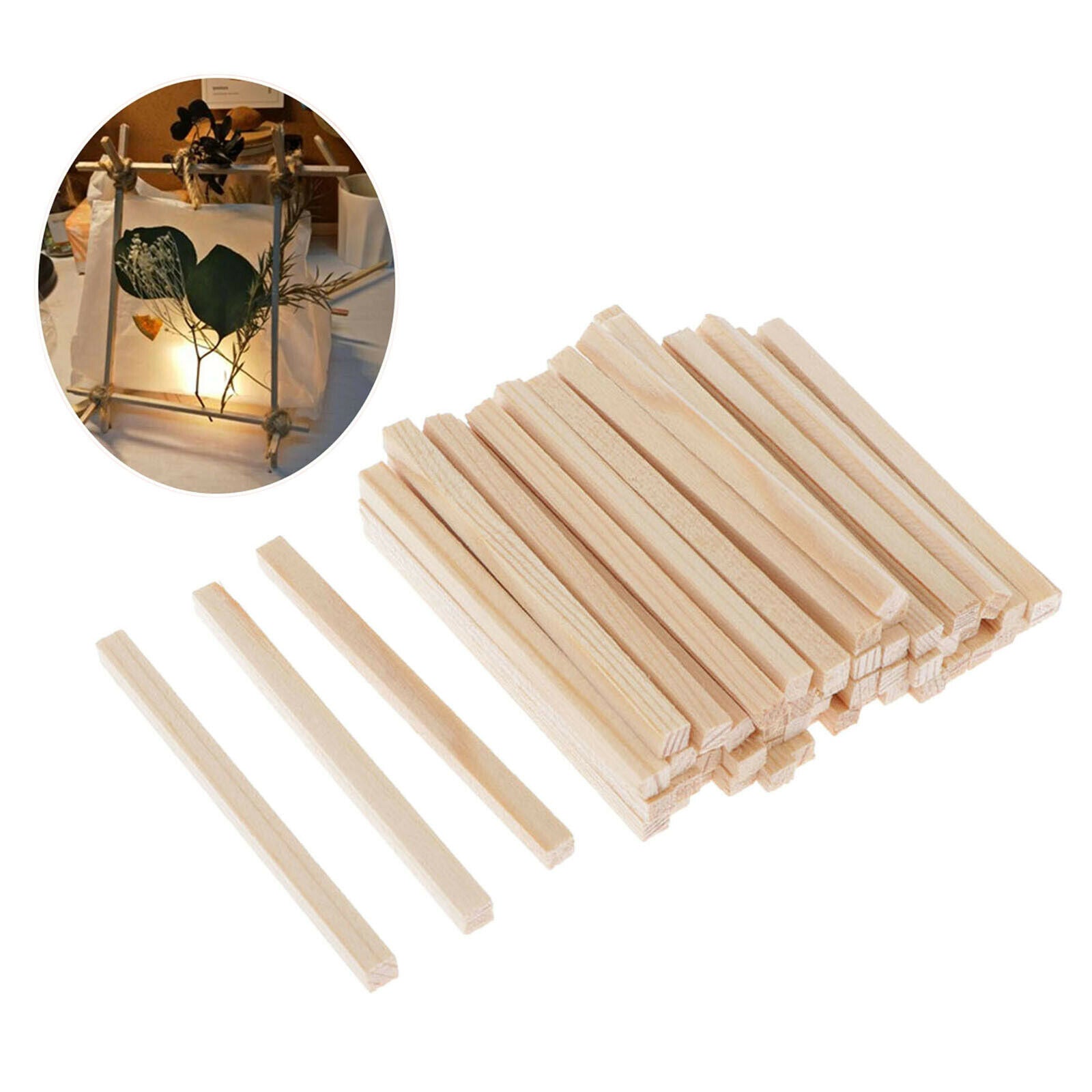 100pcs/set Unfinished Wood Pieces Wooden Sticks Poles DIY Projects Craft