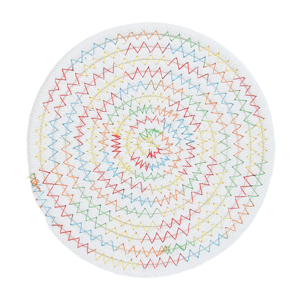 Round Cotton Braided Table Placemat Mat Coaster for Cup Saucer Bowl Teapot