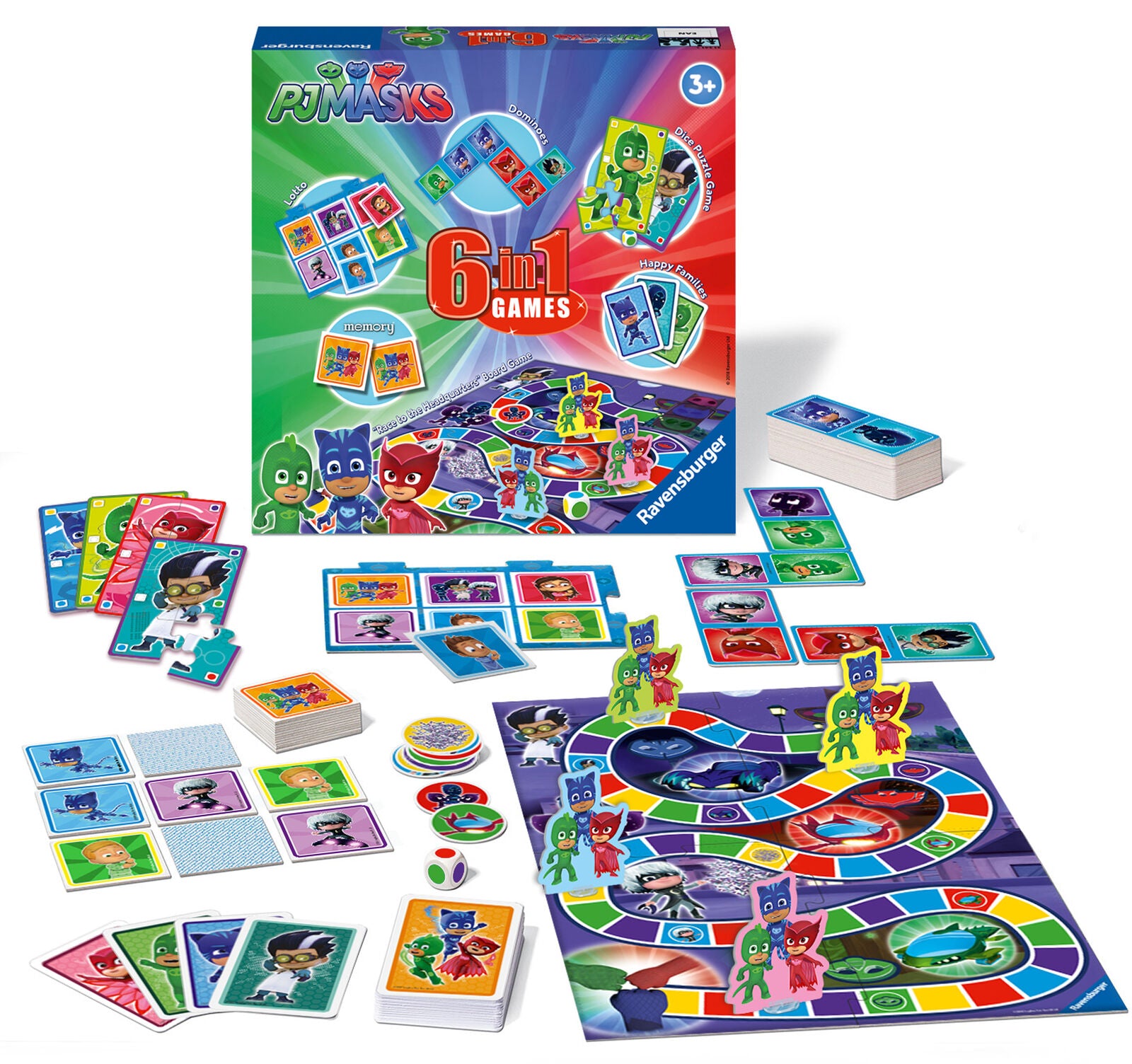21341 Ravensburger PJ Masks 6 in 1 Games Box Childrens Toys 104 Pieces Age 4+