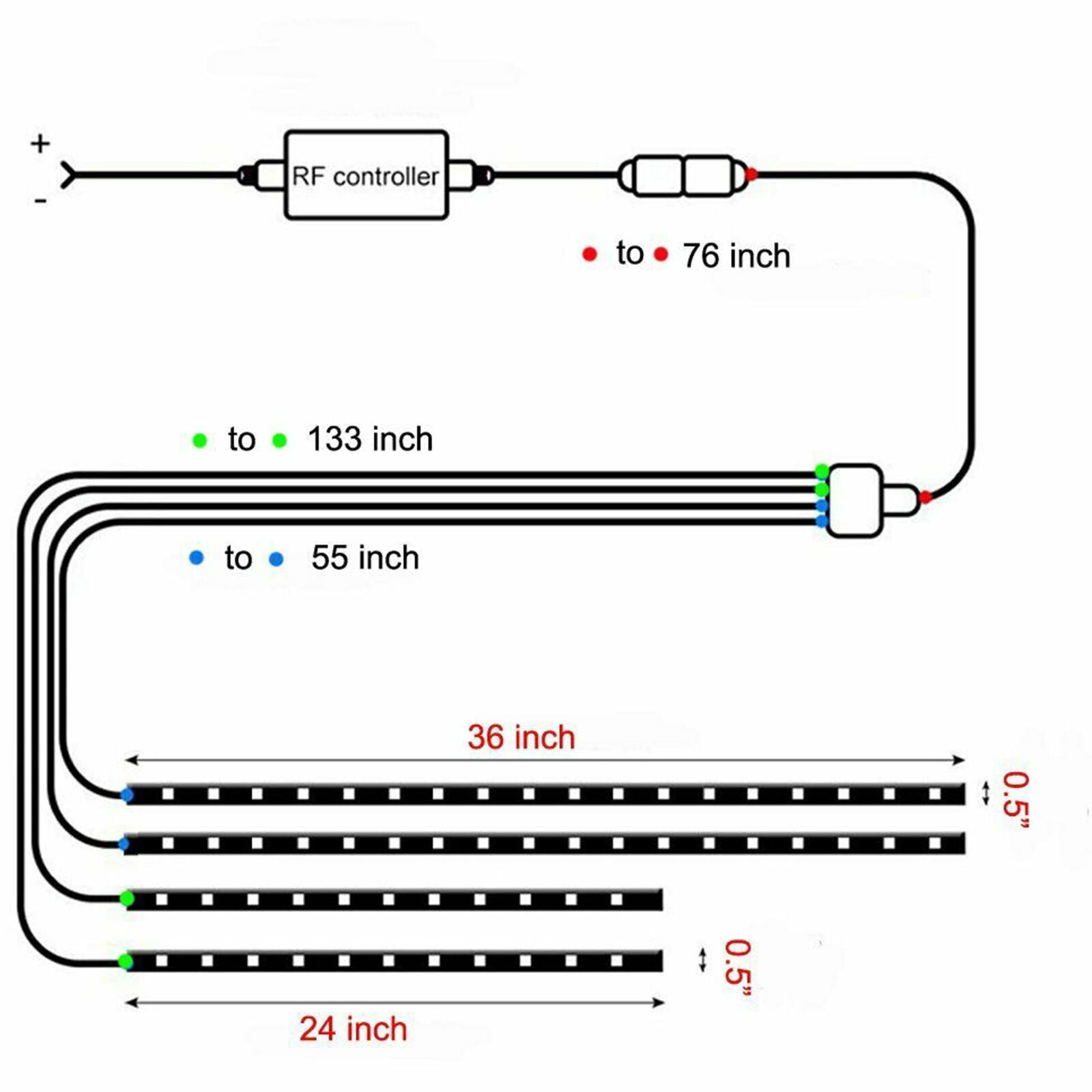 RGB 47" & 35" LED Strip Undercar Tube Underglow Underbody Neon Light Kit 8 Color