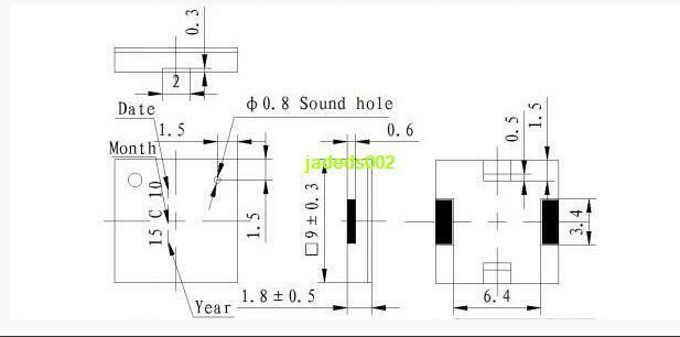 5pcs 9*9*1.8mm Piezo buzzer Ultra-thin SMD buzzer 12.5V speaker