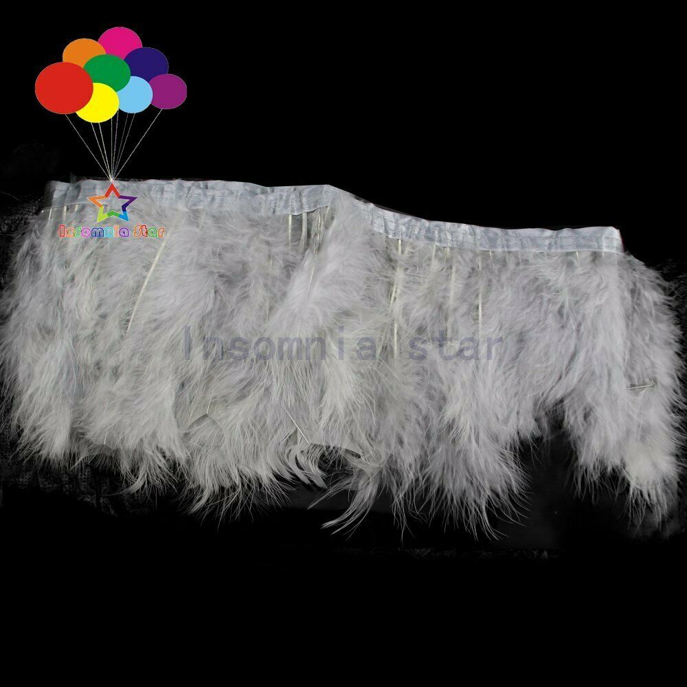 2 Meter Light grey Feather Trims Wedding dress Dyed 6-7 INCH Turkey Marabou