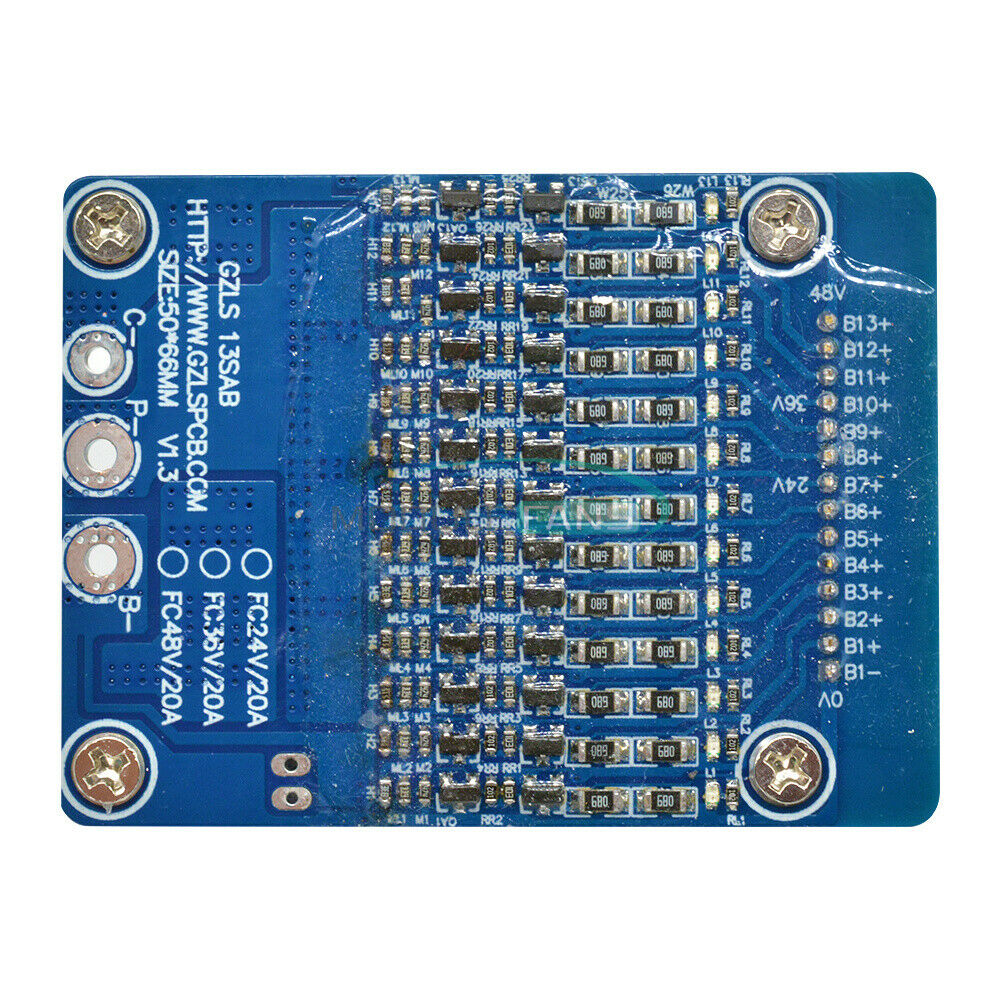 18650 Li-ion Lithium Cell 48V 13S 20A Battery Protection BMS PCB Board Balance