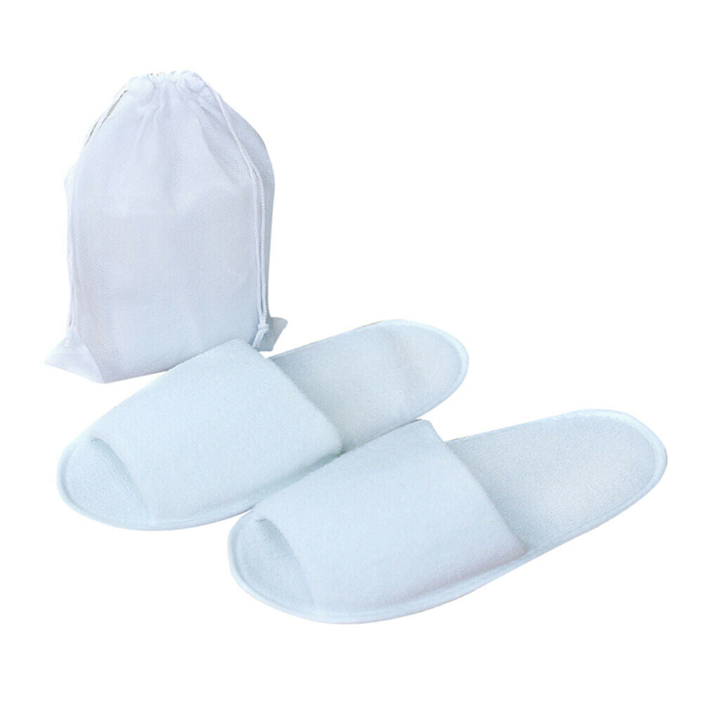 Women Men Open Toe Disposable Spa Room Non-Slip Slippers  White for Men
