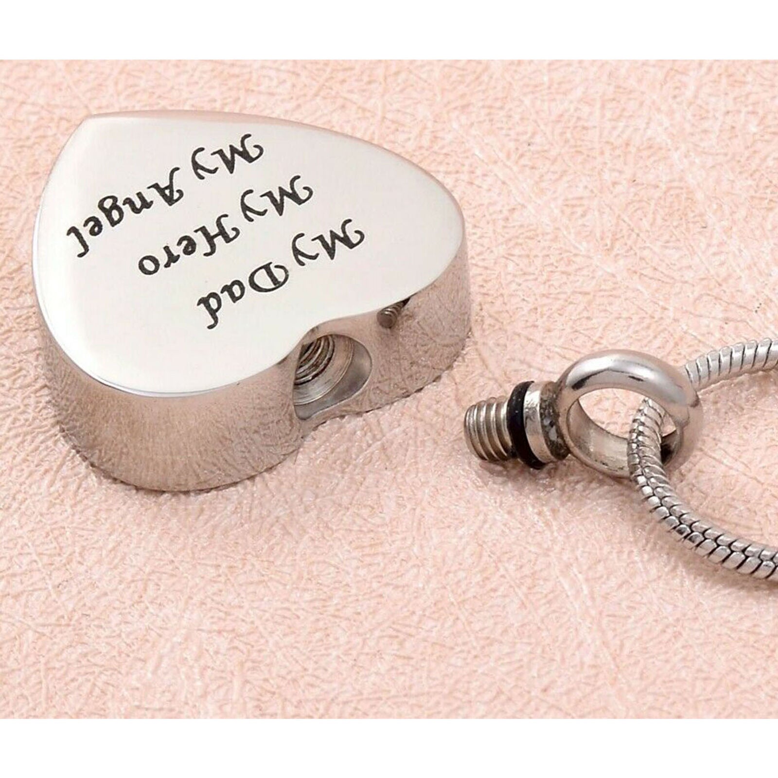 New My Dad My Hero My Angel Heart Cremation Urn Keepsake Ashes Memorial Necklace