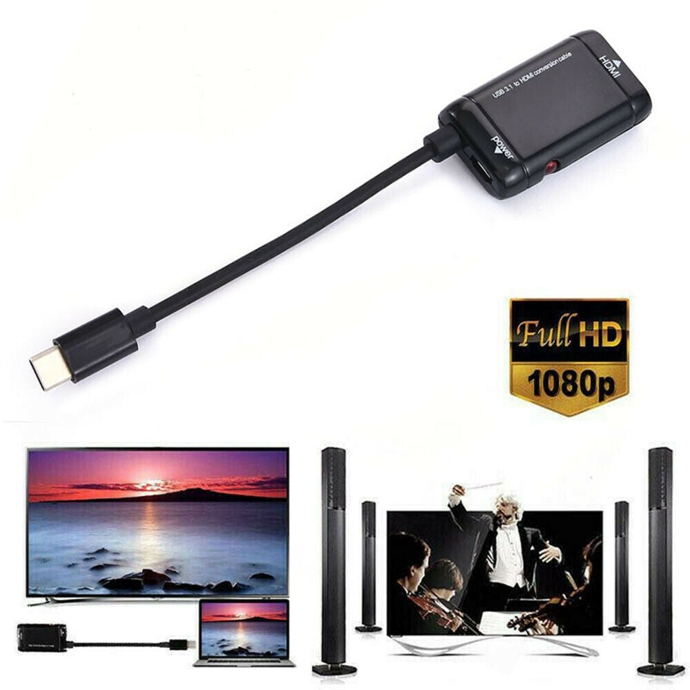 US-Type C USB to HDMI Adapter Converter Cable for Android Phone Smartphone HD TV