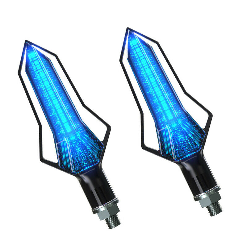 2PCS Blue LED Lamp 12V Motorcycle DRL Running Turn Signal Light Two-color Bulbs