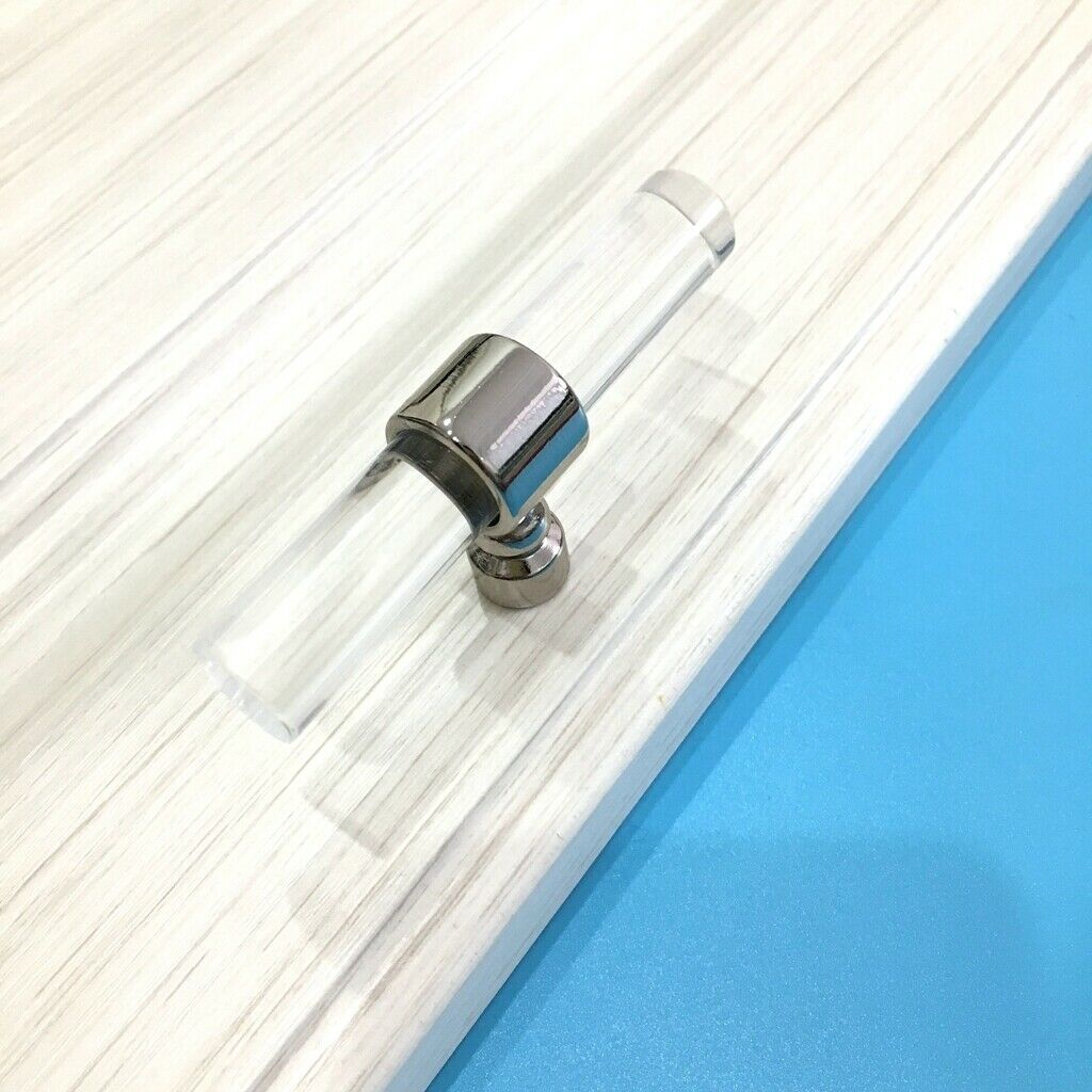 Screw in Clear Effect T Bar Rod Handle Kitchen Door Handles Chrome 80mm