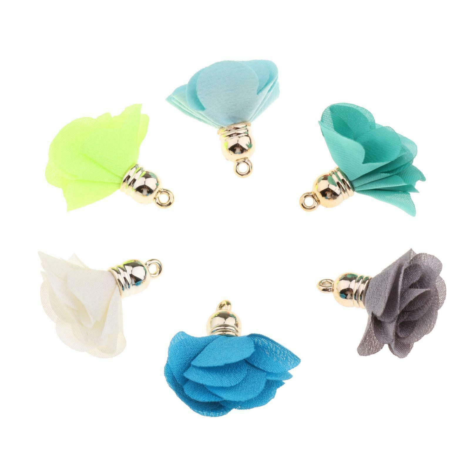 100x Chiffon Flower Pendant Fabric Petal Tassel for Necklace Key Chain Choker