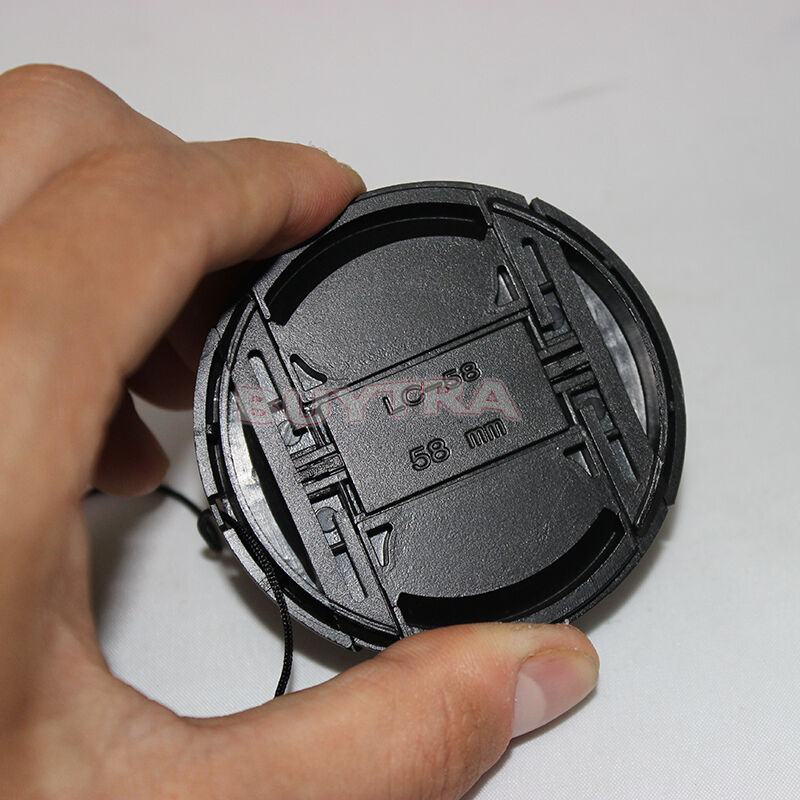 58mm Center Pinch Snap on Front Cap Cover For Camera Lens Filters Plastic.l8