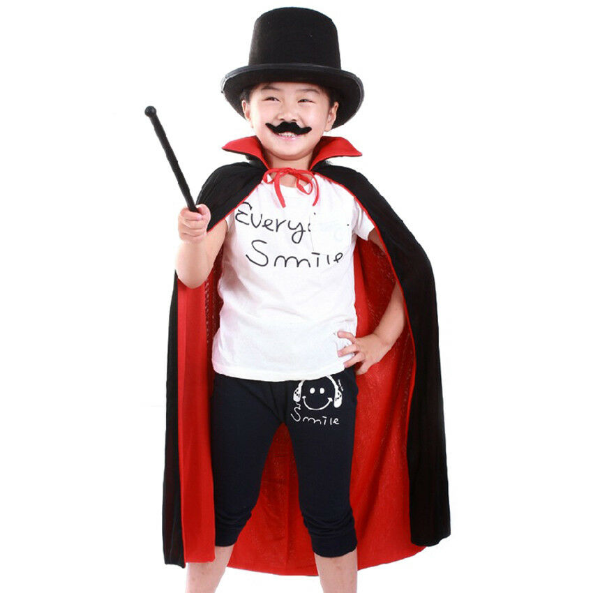 Vampire Cloak Reversible Cloak With Stand-up Collar Black Red Long Cape For Kids