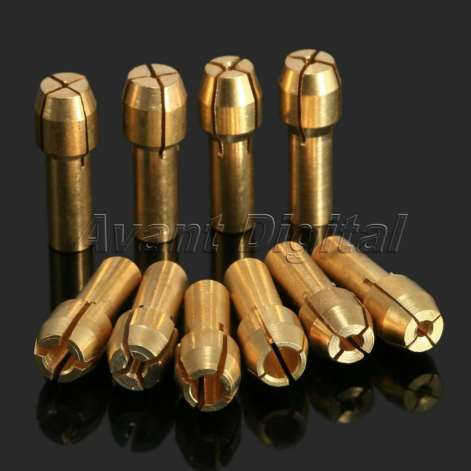 10 Sizes Brass Collet Adapter Nut Set for Power Rotary Tools Size 0.5-3.2mm