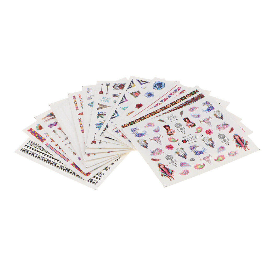 12 PCS Different Styles Pattern Flower Fruits DIY Nail Art Stickers Decals