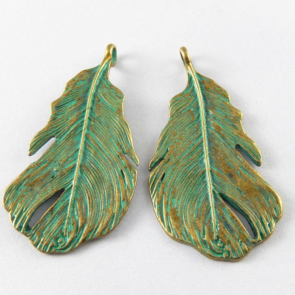 10 pcs Retro Patina Banana Leaf Alloy Pendant DIY Jewelry Making Charm 49*25mm