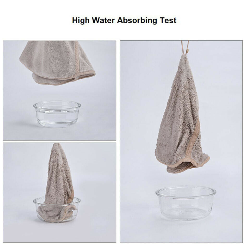 3x Luxury Cotton Hand Face Towel Wash Cloth Hanky with Hanging Loop Brown
