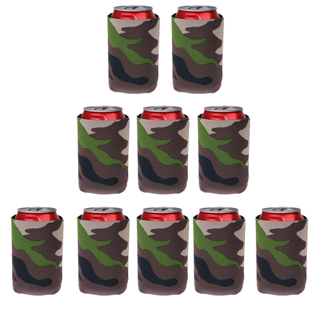 Set of 10 Beer Can Holder Blank Soda Sleeves Soft Camouflage  DIY Projects,