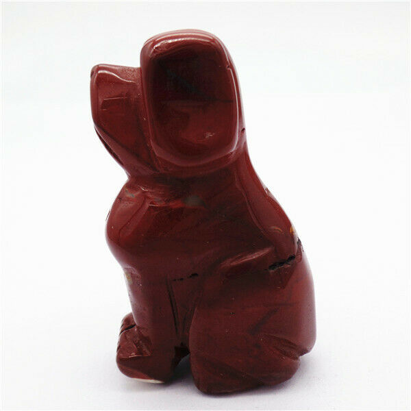 52x31x18mm Natural Red Jasper Carved Dog Decoration Statue Stone Decor HH7953