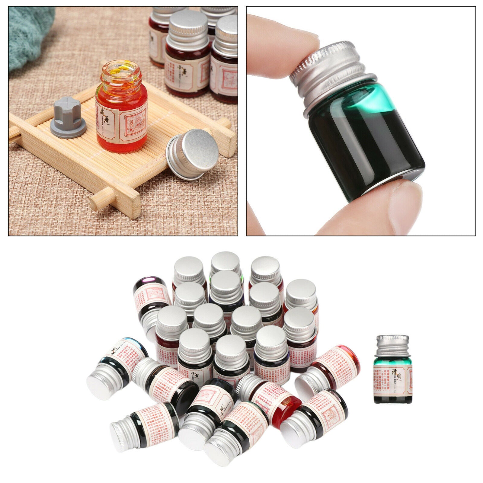 24x Colorful Calligraphy Pen Ink Graffiti Paint Art Dip Pen Non-Carbon Inks