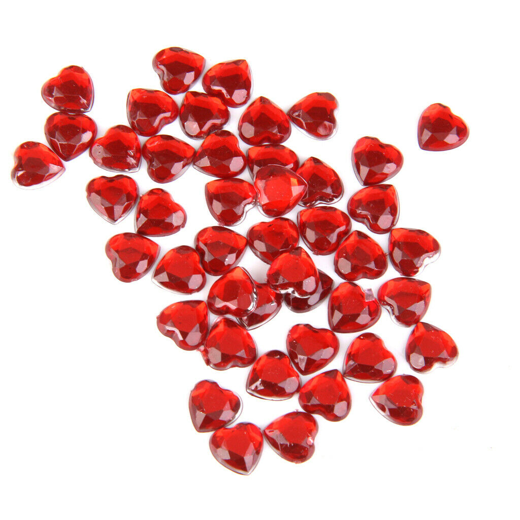 1000pcs Love Heart Acrylic 8mm Flat Back Rhinestone Scrapbook Craft Beads Red