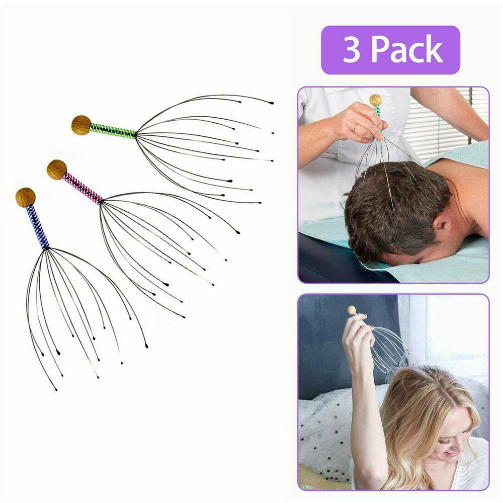 3 PCS Massager Head Scratcher Scalp Octopus Therapeutic Head for Deep Relaxation