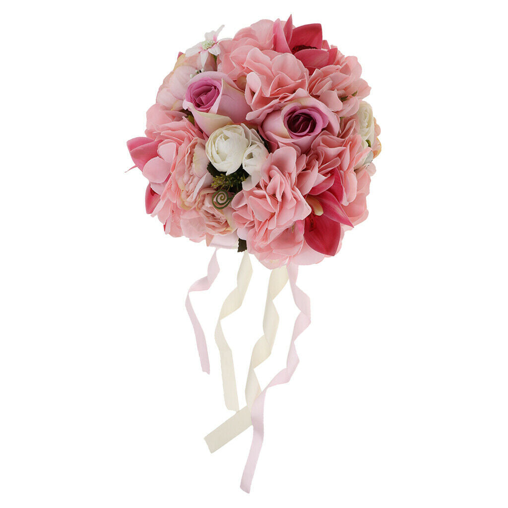 Pink Wedding Bouquet Roses Bridesmaid Bouquet, Bridal Bouquet Artificial Flowers